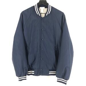 80s blank navy blue bomber jacket 1980s vintage